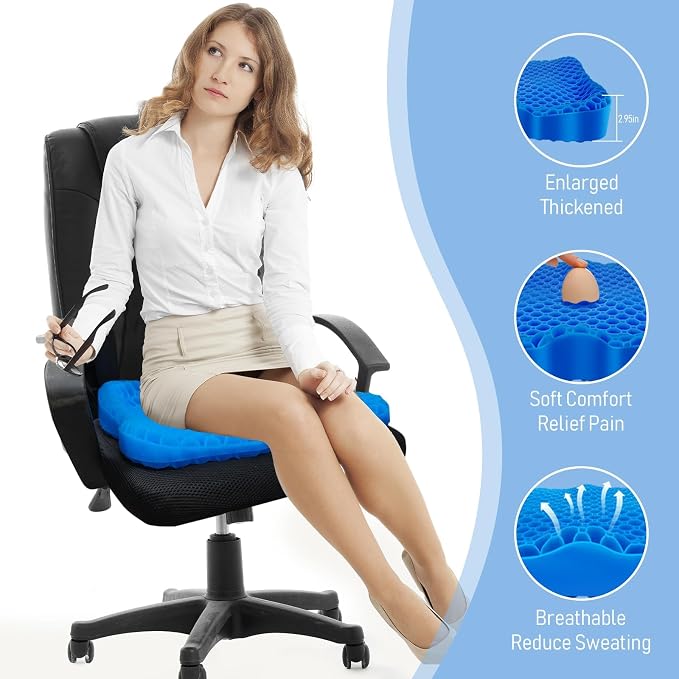 Cooling Gel Seat Cushion, Thickened Big Breathable Honeycomb Design Absorbs - Image 5