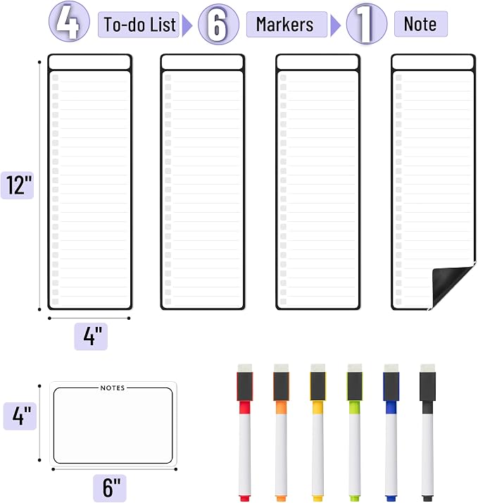 Mr. Pen- 4" x 12" Magnetic Dry Erase to Do List, 4X Dry Erase to Do List White - Image 2