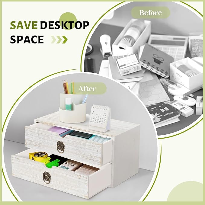 Wood Desk Organizer, Tabletop Storage Organization Box - Image 6