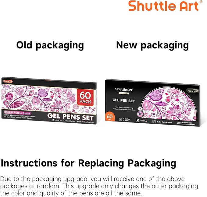 Shuttle Art 60 Pack Tone , Pink Purple Gel Pens with 30 Refills for Adults Coloring Books Journaling Drawing Nature, Landscapes, Animals Scenes-DeskLoop Office