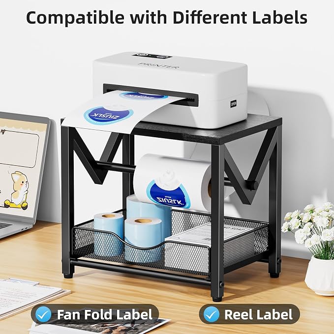 Marbrasse Label Holder for Rolls and Fanfold Labels, Wood Label Printer Holder - Image 4