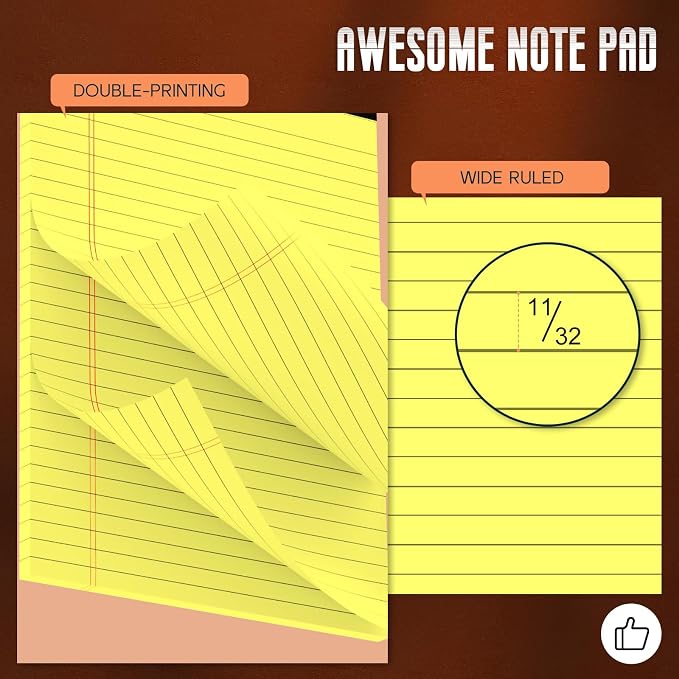 Yellow Legal Pads 8.5 x 11 Note Pads, 3 Pack Yellow Notepads 8.5 x 11 Wide - Image 3