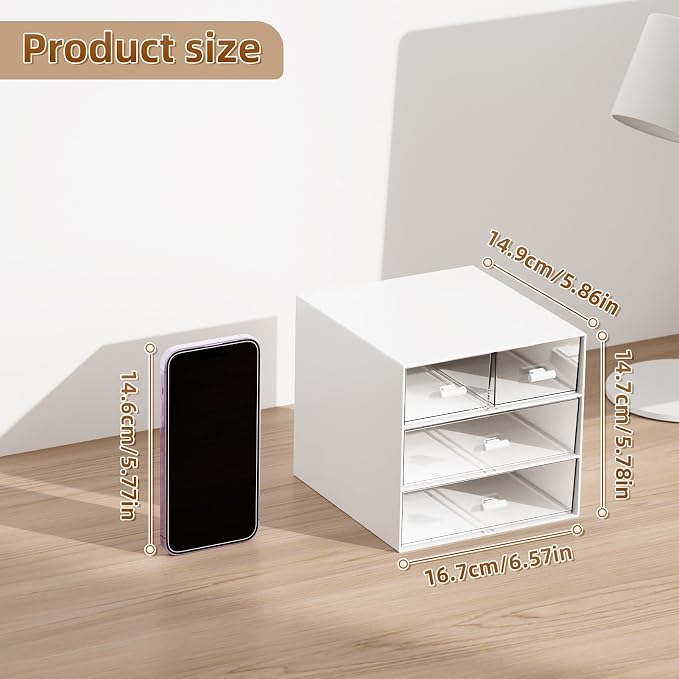 Marbrasse Desk Organizer with 4 Drawers，Office Organization, Desktop Organizer - Image 3