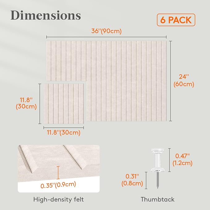 Lifewit Felt Slatted Bulletin Board, 6 Pack Self-Adhesive Panel, Cork Board - Image 3