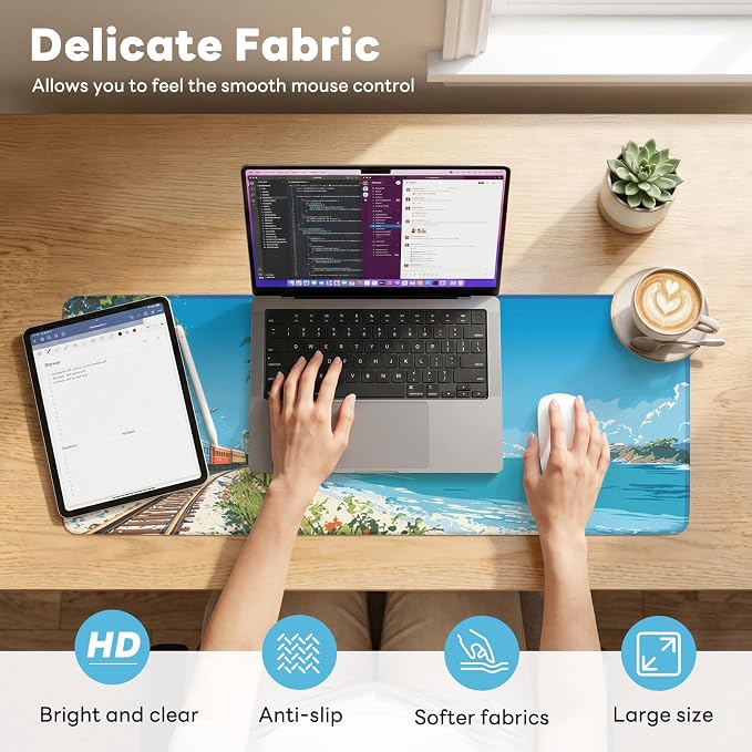 Desk Mat, Big Desk Pad, 31.5x11.8 Inches Extended Big Gaming Mouse Pad - Image 2