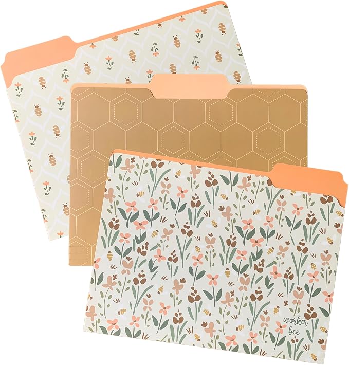 Steel Mill & Co. Set of 9 File Folders, Bees | Thick Sturdy Document Organizer by SteelMillCo
