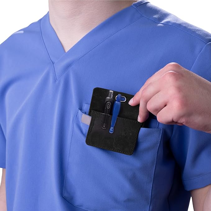 Premium Portuguese Cork Pocket Protector for Men | Multi-Use Pocket Protectors for Shirts and Lab Coats | For Pen, Pencils, Pointers, and More | 2 Pack of Black Pocket Organizer Protectors-DeskLoop Office