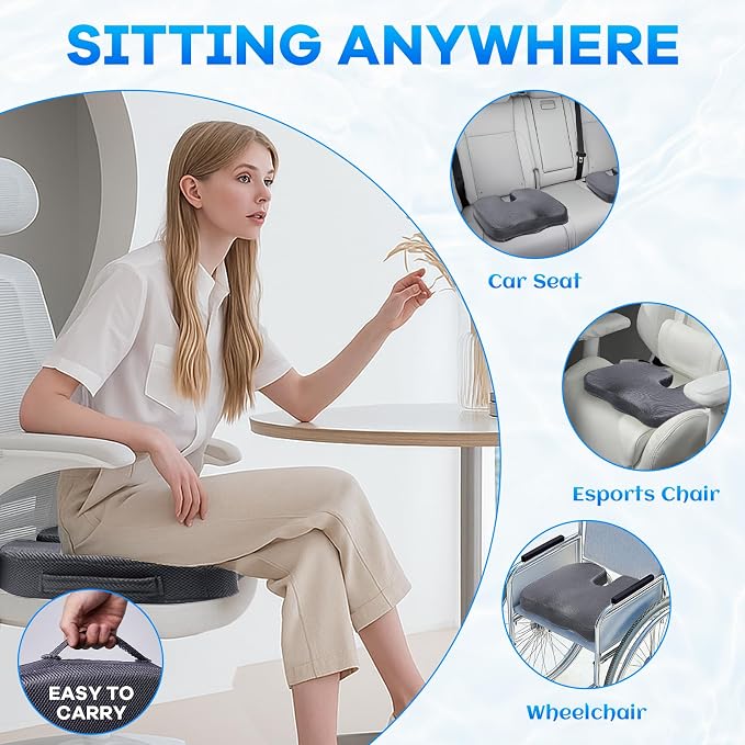 Gel Seat Cushion & Lumbar Support Pillow Set, Cooling Memory Foam - Image 5