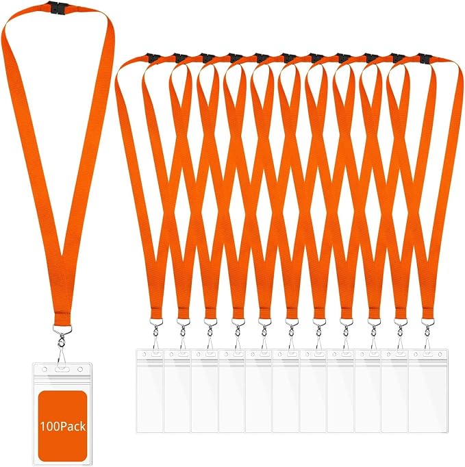 100-Pack Orange Breakaway Lanyards by WEZEBEL