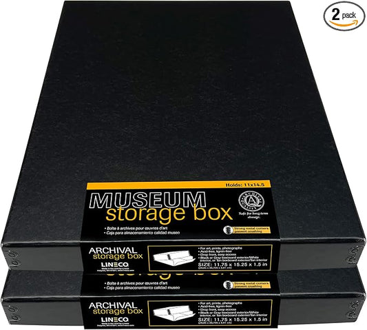 Lineco Museum Archival Storage Box, 11.75x15.25x1.5 in. Drop Front Design. by Lineco
