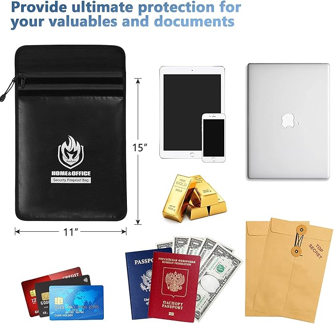 Upgraded Two Pockets Fireproof Document Bag, andyer 15”x 11”Waterproof - Image 6
