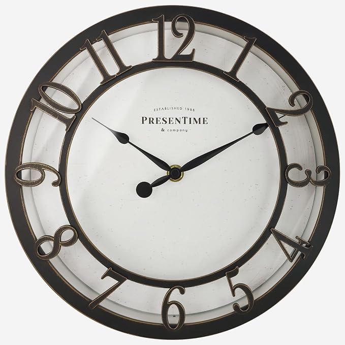 Presentime & Co 10" Farmhouse Series Wall Clock, Vintage Style, Retro Clock by Presentime