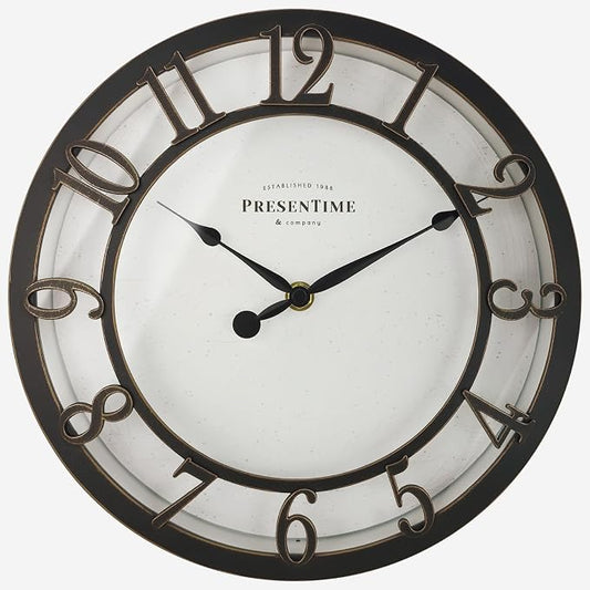 Presentime & Co 10" Farmhouse Series Wall Clock, Vintage Style, Retro Clock by Presentime