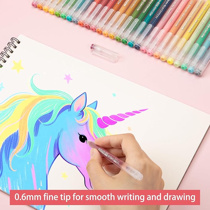 Gel Pens For Coloring, 18 Pack Colored Pens for Black Paper & White Paper, 0.6MM Fine Point Pens for Coloring, Writing, Drawing, Journaling, Note Taking, School, Office, Home-DeskLoop Office