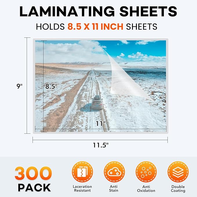 300 Pack Laminating Sheets, 3 Mil, 9 x 11.5 Inches Thermal Laminating Pouches Lamination Sheet Paper for Laminator, Clear, Letter Size, Office and School Supplies-DeskLoop Office