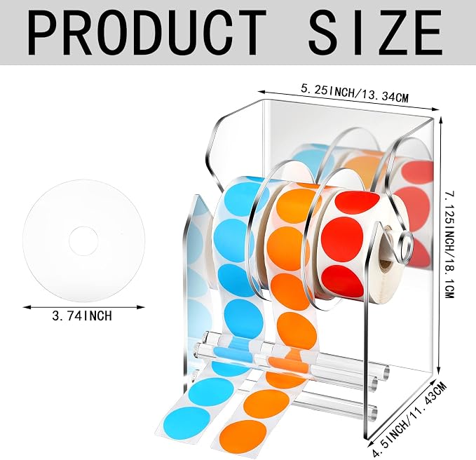Geosar 3 Pcs Adjustable Label Dispenser 3 Disks Sticker Roll Holder Sticker - Image 3