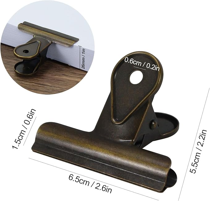 Koqye 5 Pcs Vintage Bronze Bulldog Clips, Antique Metal Journal Clips to Hold - Image 5