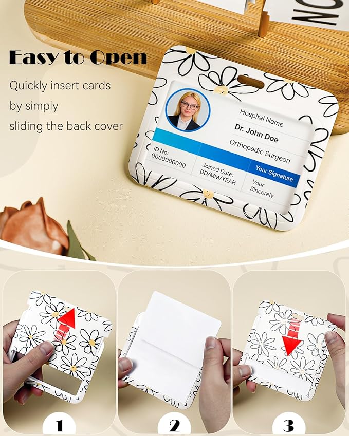 Uniclife Fashionable Sliding Badge Holder Flower Pattern - Image 2