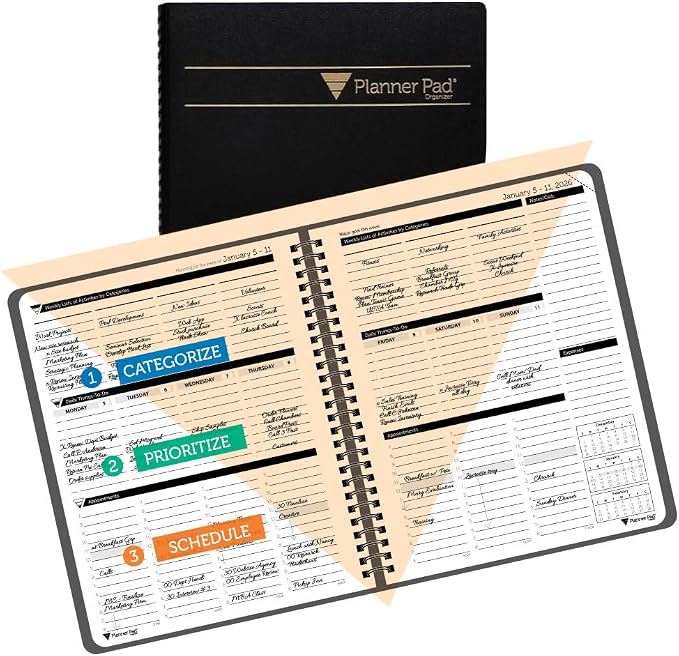 Planner Pad Spiral Bound January-December 2026/ Calendar Year 6 3/4" x 8 1/2" by PlannerPad
