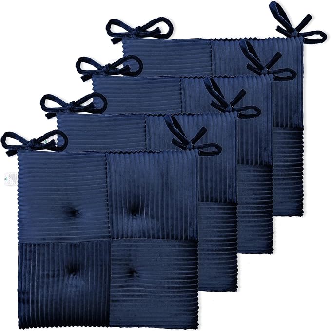 Office Stacking Chair Cushions 4 Pack, Corduroy High Density Foam Kitchen Seat by Zalvox