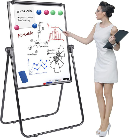Dry Erase Board with Stand, Double Sided Magnetic Whiteboard, 24 x 36 Portable by SCOOL+KOKSRY