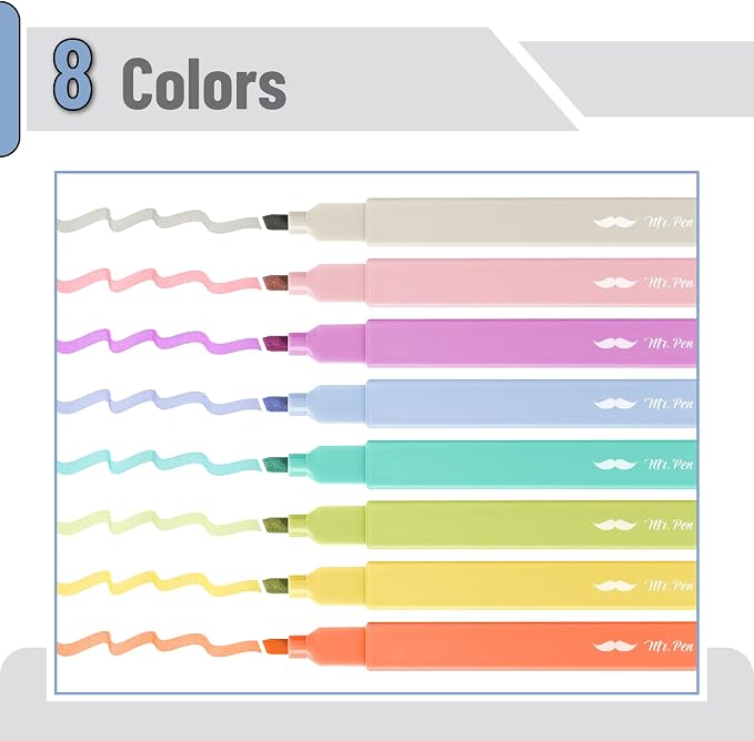 Mr. Pen- Aesthetic Highlighters No Bleed, 8 Pack, Cute Highlighters Assorted - Image 2