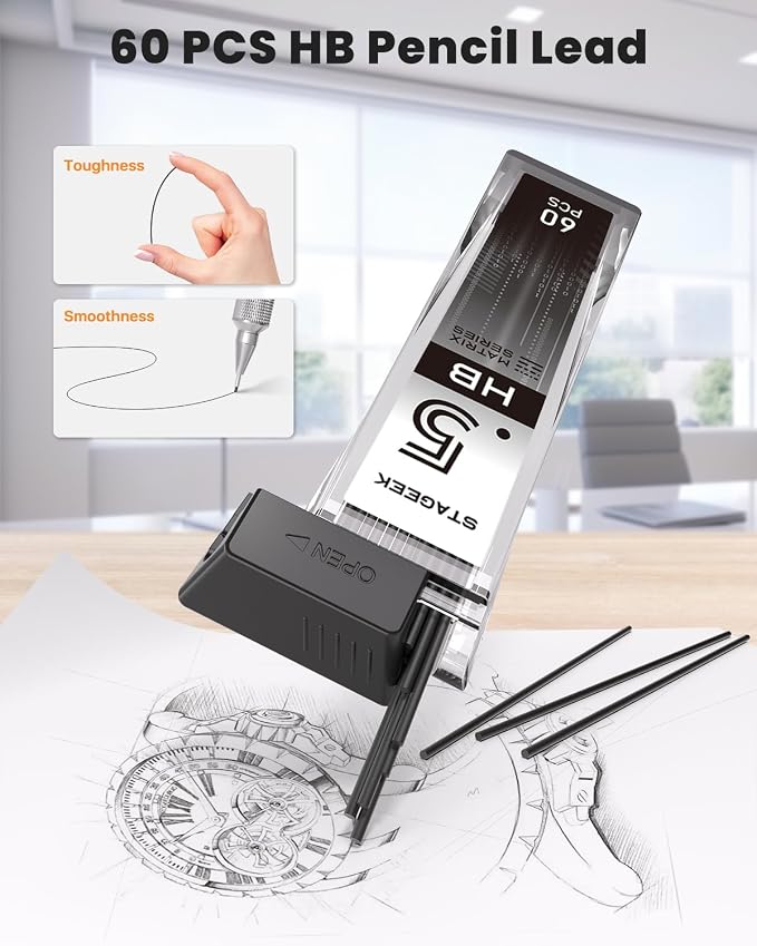 STAGEEK 0.5mm Mechanical Pencil, Metal Art & Drafting Pencil - Image 6