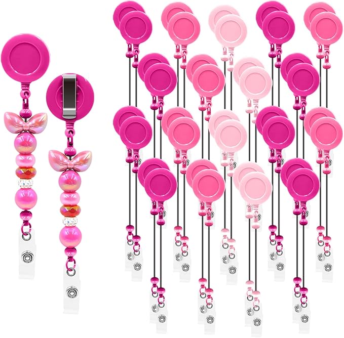 30pcs Rose Pink Beadable Badge Reels Making Kits by Unknown