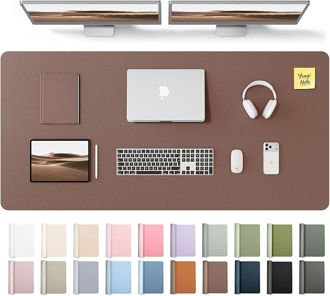 YSAGi Leather Desk Pad Protector, Office Desk Mat, Large Mouse Pad, Non-Slip PU by YSAGi