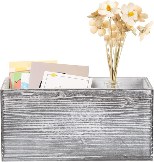 ExoLiry Rustic Gray Wood Mail Box Storage Holder File Organizer Tabletop Wooden by EXOLIRY
