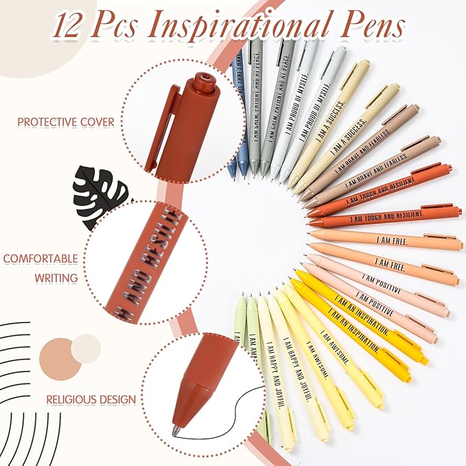 Mooliwe 12 Set/24 Pcs Positive Affirmation Gift Set Gratitude Notebooks with Pens Small Bags Motivational Encouragement Notepads Daily Affirmations Journal for Women Stress Relief Self Care(Rainbow)-DeskLoop Office