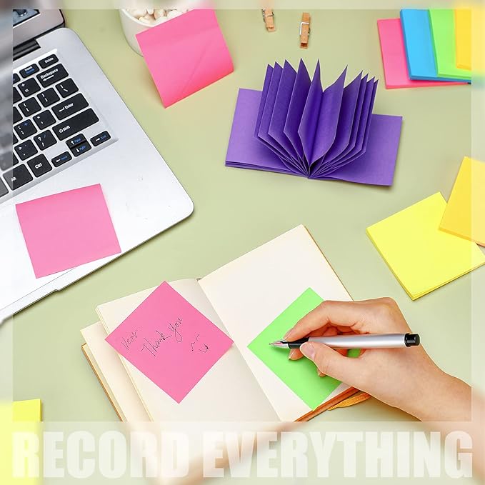 24 Pack Pop Up Sticky Notes 3 x 3 Refills 1200 Sheets Colored Sticky Notes Self Adhesive Memo Pads for Home Office Supplies(Dark Color, Classic)-DeskLoop Office