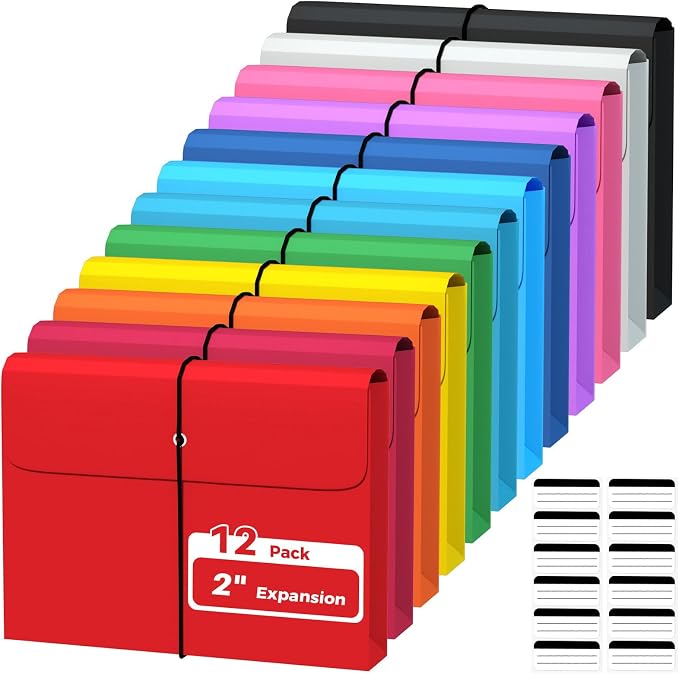 Ansook Plastic File Jackets, Expandable File Folders Letter Size by Ansook