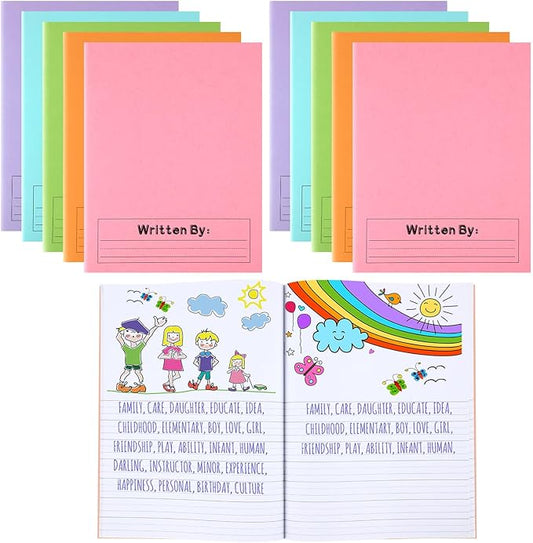 Henoyso 12 Pcs Primary Composition Notebook K-2 9 3/4 x 7 1/2 Inch Primary Journal, Back to School Supplies, Bulk Blank Writing Book for Kid to Write Draw Journal 60 Page Notebooks (Light Color)-DeskLoop Office