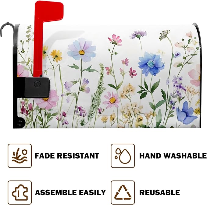 Spring Summer Mailbox Covers Magnetic Colorful Floral Flowers Post Letter Box - Image 5