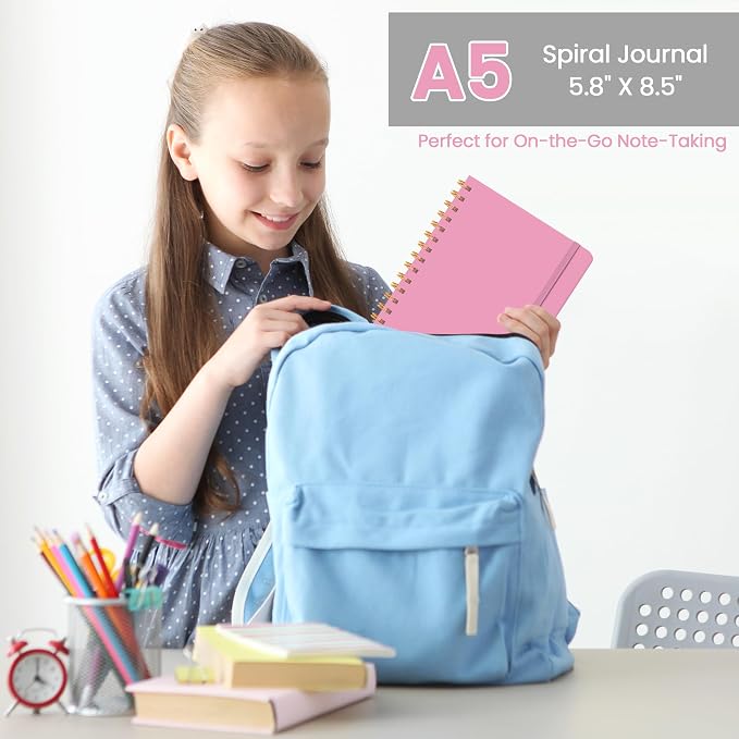 CICPAP Lined Spiral Journal Notebook, A5 College Ruled Notebook - Image 6
