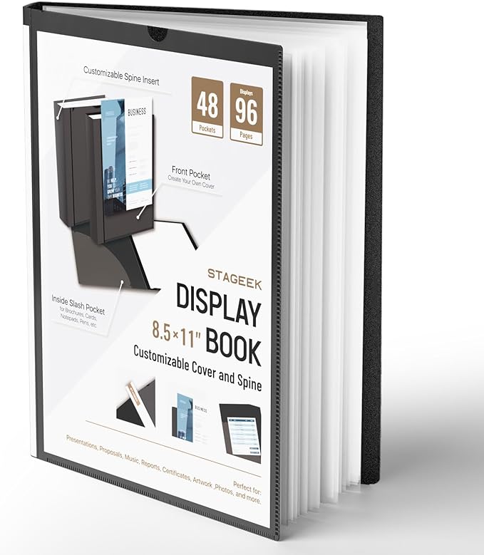 STAGEEK 48-Pocket portfolio binder display 96 pages, 8.5x11 Binder by STAGEEK