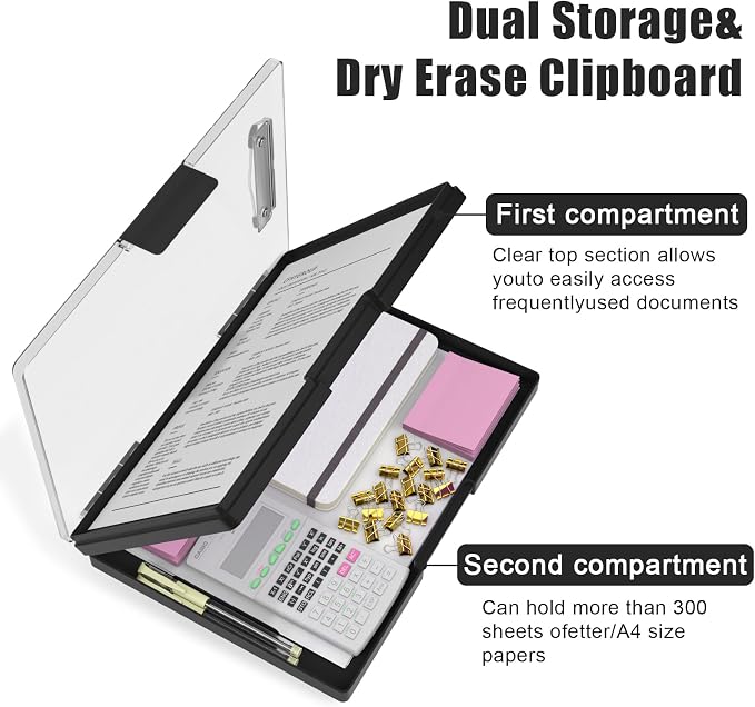 Hongri Clipboard with Storage, Heavy Duty with Dual Compartment, Smooth Writing - Image 4