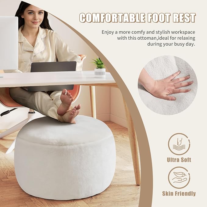 Gericco Round Pouf Ottoman Foot Rest, 29 X 18Inch Floor Poufs Footstool - Image 4