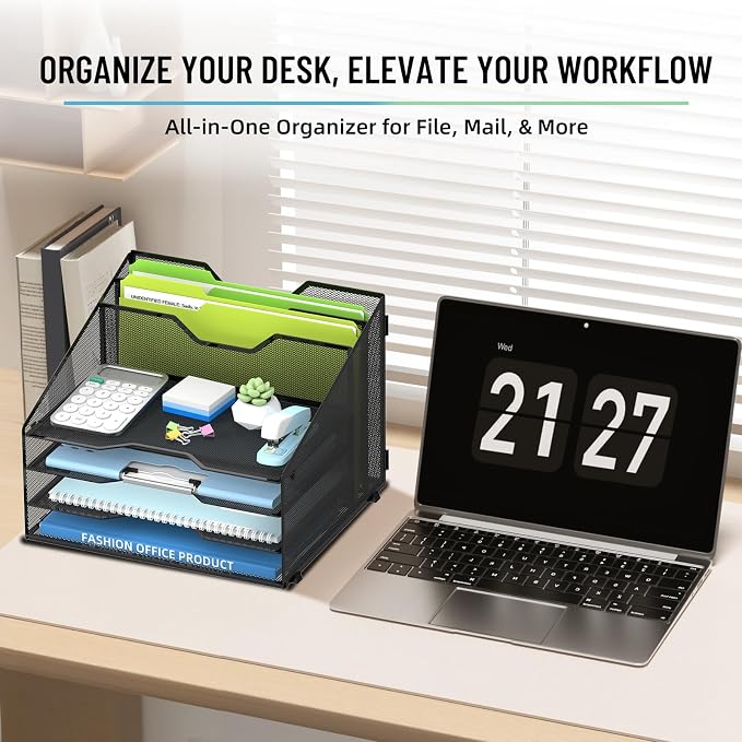 SUPEASY Desk File Organizer, Mesh Paper Tray Organizer - Image 7