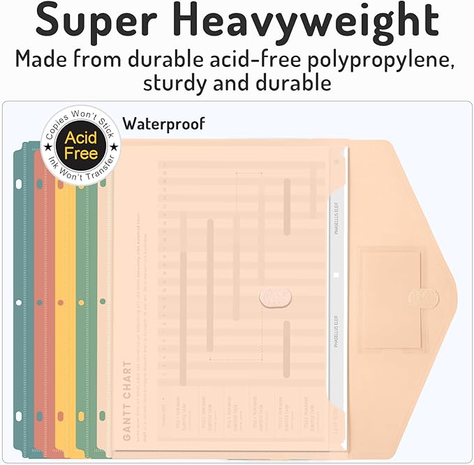 Forvencer Binder Pocket, 10 Pack Super Heavyweight Plastic Folders - Image 4