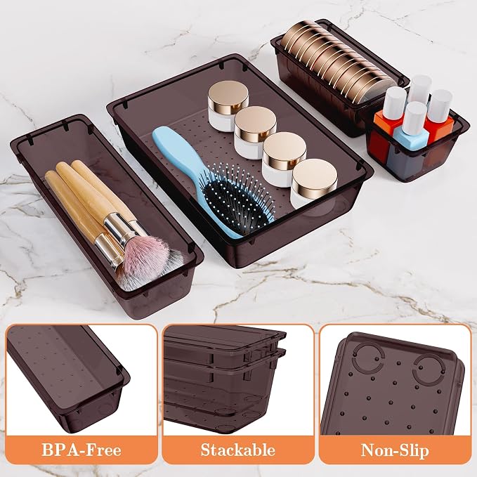 SpaceHacks 25 PCS Plastic Drawer Organizer Set, 4-Size Versatile Organizer - Image 3