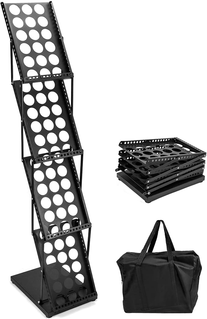 QWORK Magazine Brochure Display Rack Stand, 4 Pocket Foldable Literature - Image 8