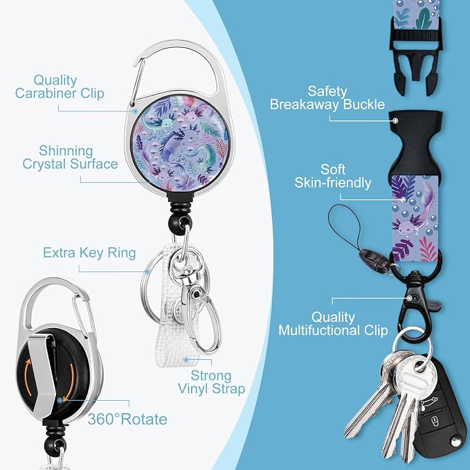 Immaturus Axolotls Lanyards for ID Badges, Cute Badge Holder - Image 5