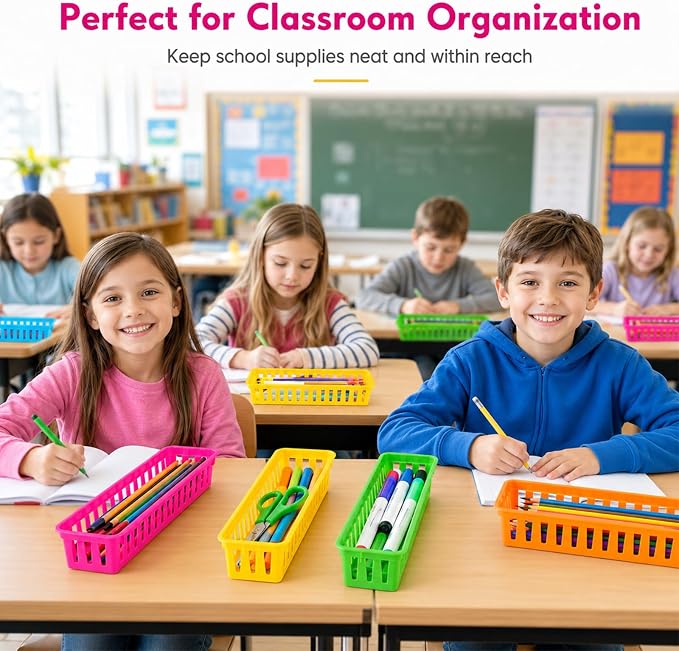 ZZYFGH 12 Pcs Pencil Holder for Classroom, Colorful Pen Baskets, Pencil Holder - Image 7