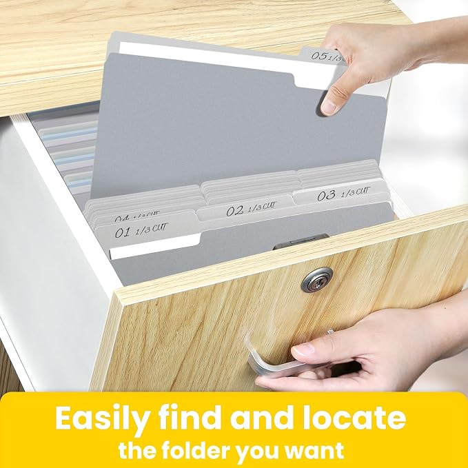 SUNEE File Folders Letter Size Gray, 100 Pack Manilla Folders 8.5 x 11 1/3-Cut - Image 5