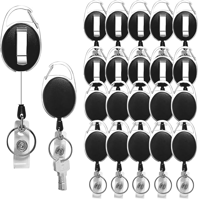 20 Pack Badge Reels Retractable by Simetufy