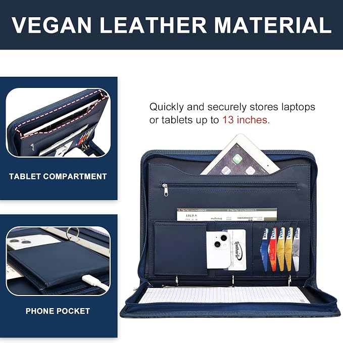 Leathario Portfolio Binder, Includes 5 Folder Index Dividers and 3 Notepads - Image 4