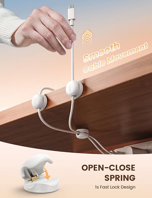 Lamicall Cord Organizer, Spring Cable Management Clips - Image 3