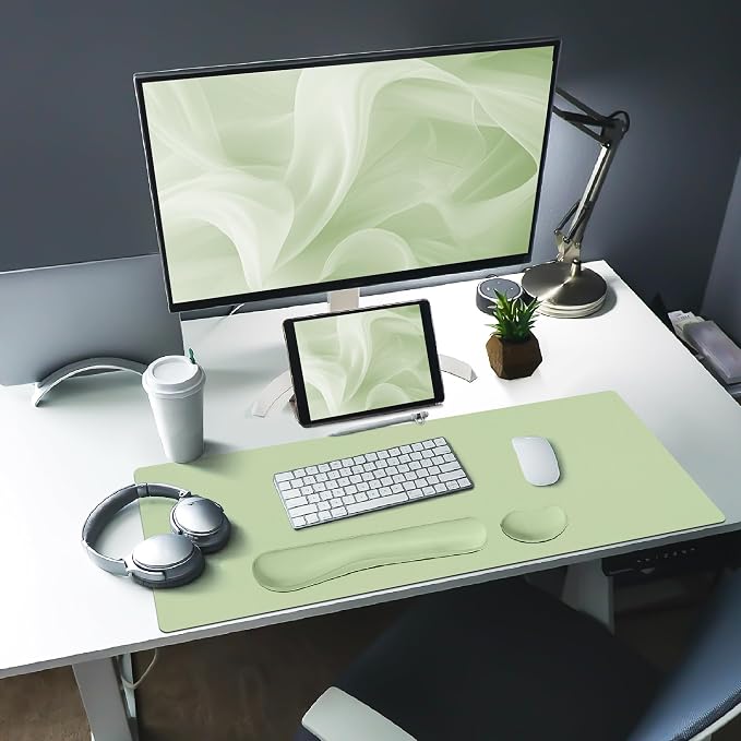 Bloss Leather Desk Pad and Keyboard Wrist Rest, Large Mouse Pad + Keyboard and - Image 3